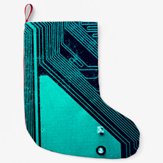 Circuit board. Electronic computer hardware techno Small Christmas Stocking