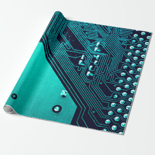 Circuit board. Electronic computer hardware techno Wrapping Paper