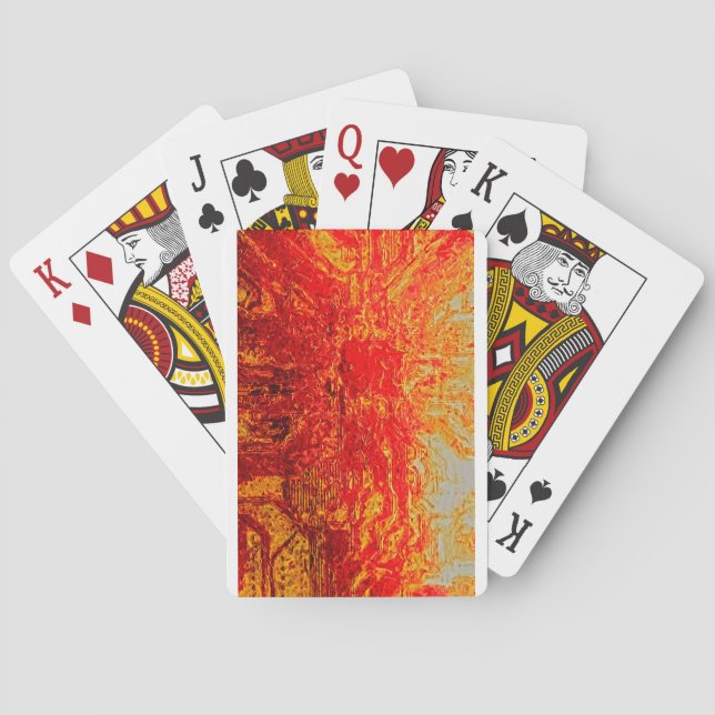 Circuit Board Fiery Explosion Playing Cards (Back)