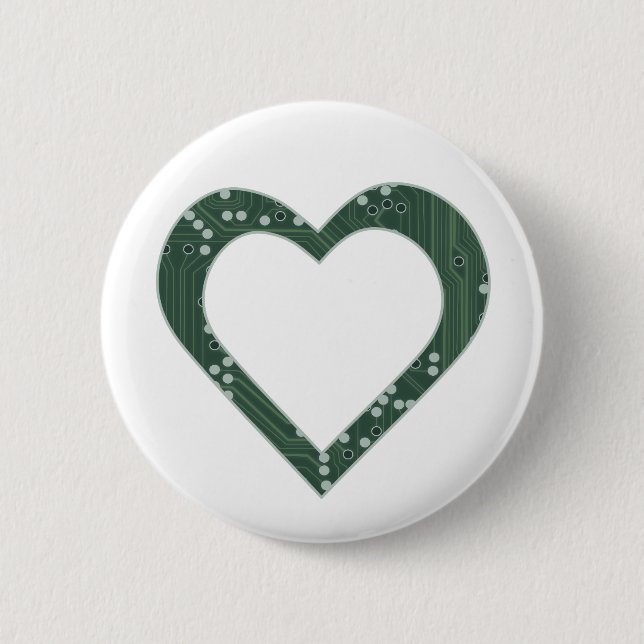 Circuit board Heart 6 Cm Round Badge (Front)