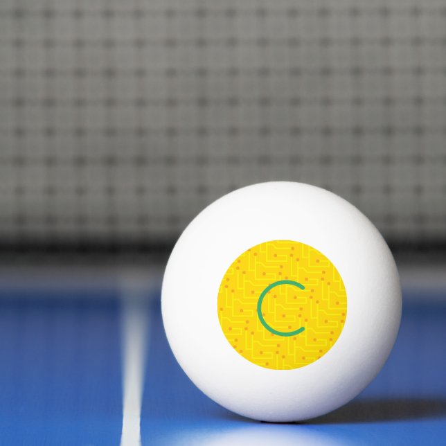 Circuit Board INITIAL Sports Modern Tech Fun  Ping Pong Ball (Net)