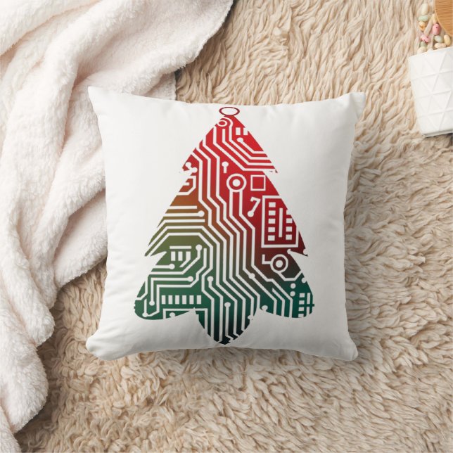 Circuit board-inspired christmas tree cushion (Blanket)