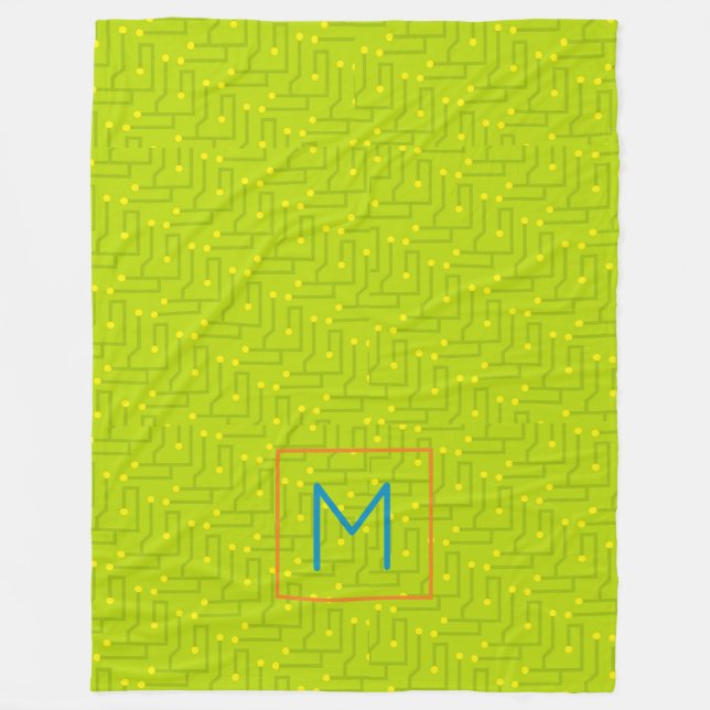 Circuit Board Kids Tech Decor NAME colourful fun Fleece Blanket (Front)