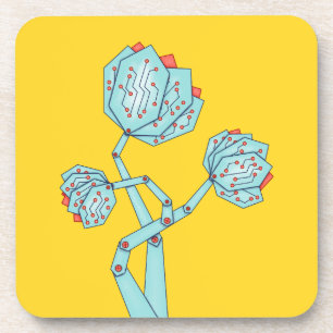 Circuit Board Mechanical Flowers Geek Girl Coaster