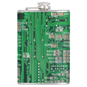 Circuit Board Painting Hip Flask
