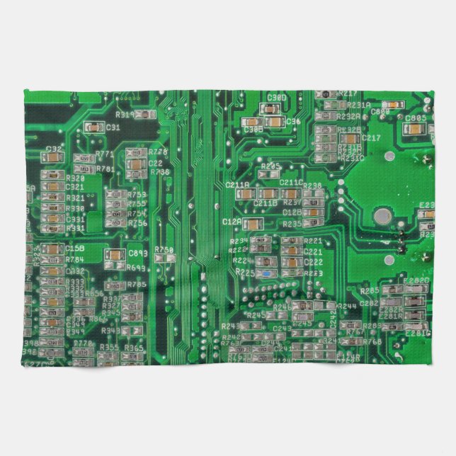 Circuit Board Painting Tea Towel (Horizontal)