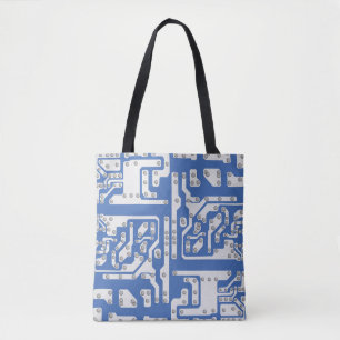 Circuit board pattern tote bag