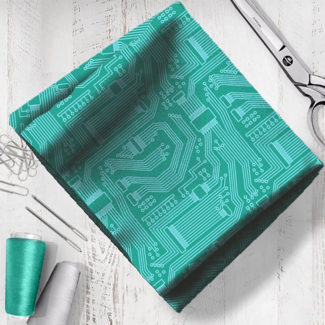 Circuit Board Pattern Turquoise ID245 Fabric (Creator Uploaded)