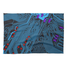 Circuit Board Print Kitchen Towel in Blue