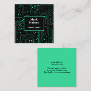 Circuit Board Square Business Card