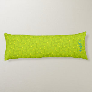 Circuit board tech kids name green yellow colourfu body cushion