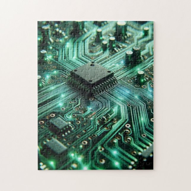 Circuit Board with green energy   Jigsaw Puzzle (Vertical)