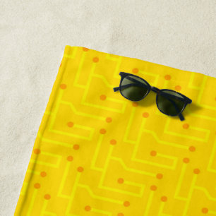 Circuit Board yellow orange blue INITIAL Tech Fun Beach Towel