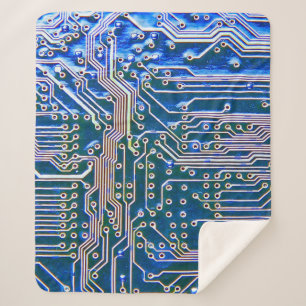 Circuit Boardboard,computer,blue,capacitor,chip,ci Sherpa Blanket