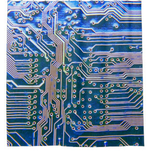 Circuit Boardboard,computer,blue,capacitor,chip,ci Shower Curtain