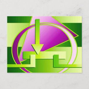 "Circuit Diagram" digital art print, lime green Postcard