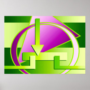"Circuit Diagram" digital art print, lime green Poster