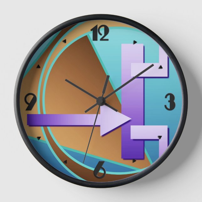 "Circuit Diagram" digital art print, turquoise Clock (Front)