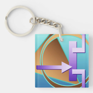 "Circuit Diagram" digital art print, turquoise Key Ring