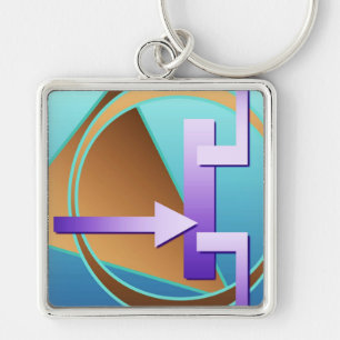 "Circuit Diagram" digital art print, turquoise Key Ring