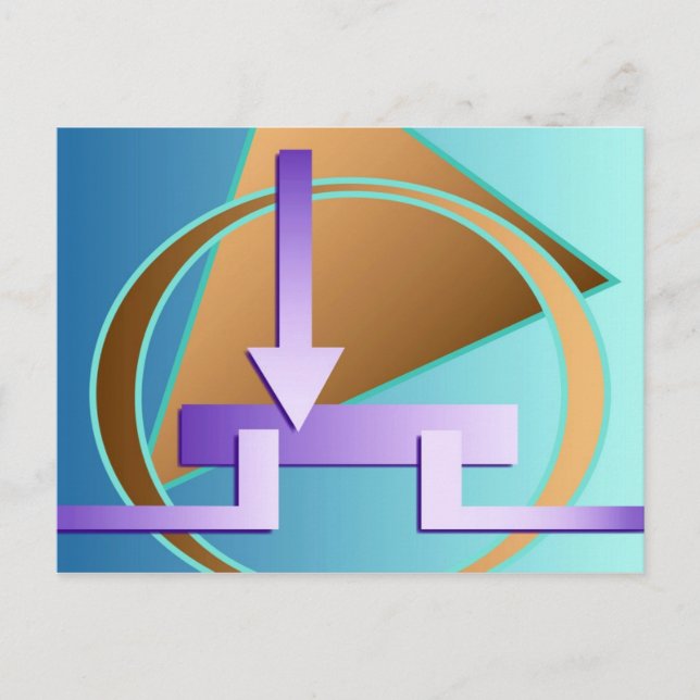 "Circuit Diagram" digital art print, turquoise Postcard (Front)