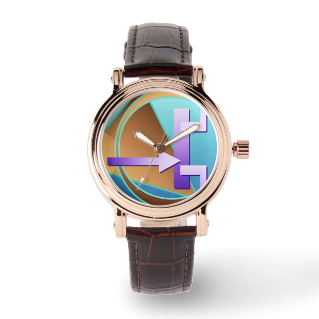 "Circuit Diagram" digital art print, turquoise Watch (Front)