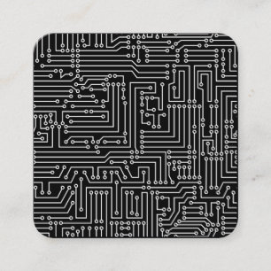 Circuit Diagram - White on Black Square Business Card