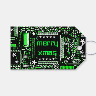 Circuit Green 2 'Merry Xmas' green back Gift Tags