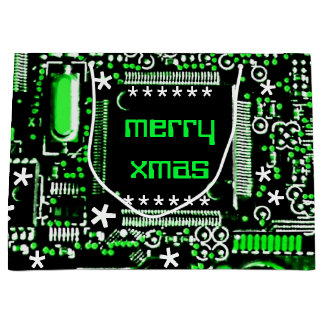 Circuit Green 2 Merry Xmas large Gift Bag