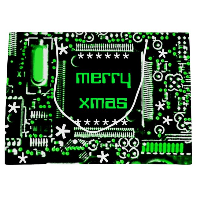 Circuit Green 2 Merry Xmas large Gift Bag (Front)