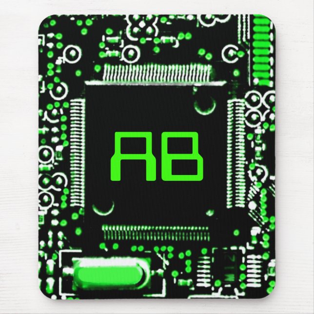 Circuit Green 2 monogram mouspad Mouse Pad (Front)