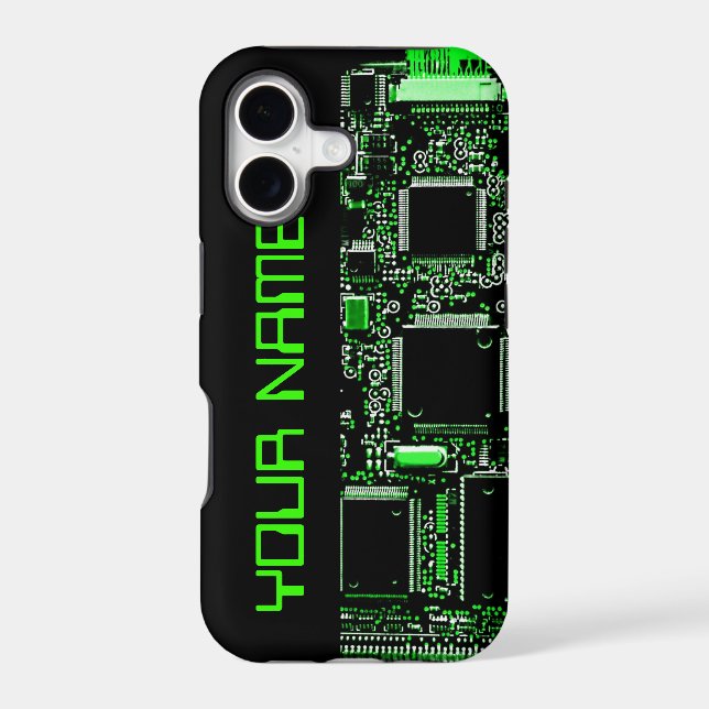 Circuit Green 2 "Name" iPhone case side black (Back)