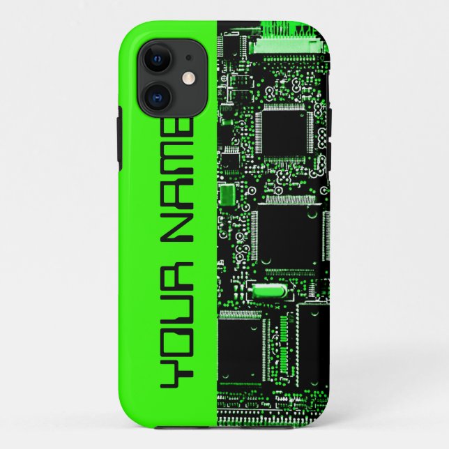 Circuit Green 2 "Name" iPhone case side green (Back)