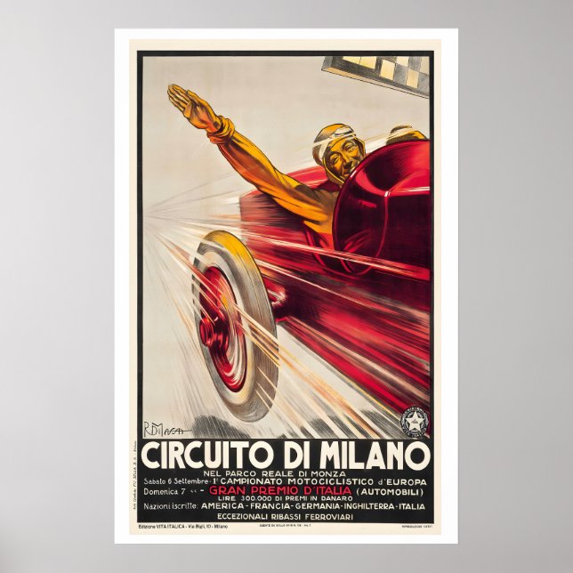 Circuit of Milan Vintage Racing Poster (Front)