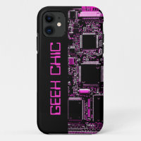 Circuit Pink 'Geek Chic' iPhone case black