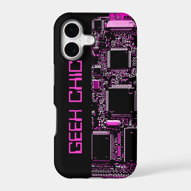 Circuit Pink 'Geek Chic' iPhone case black (Back)