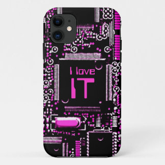 Circuit Pink 'I love IT' iPhone case