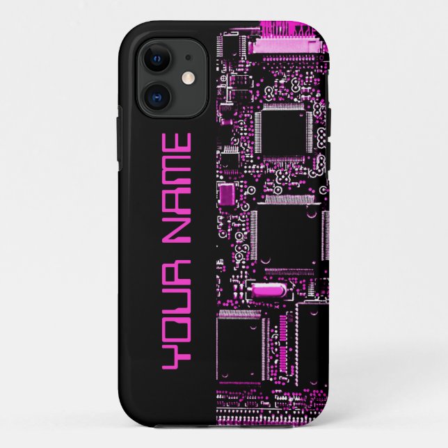 Circuit Pink "Name" iPhone case black (Back)
