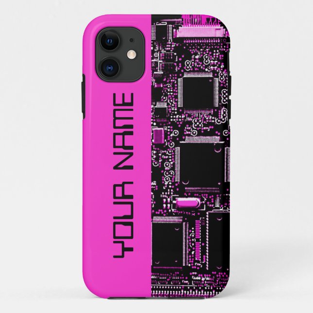 Circuit Pink "Name" iPhone case pink (Back)