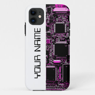 Circuit Pink "Name" iPhone case white