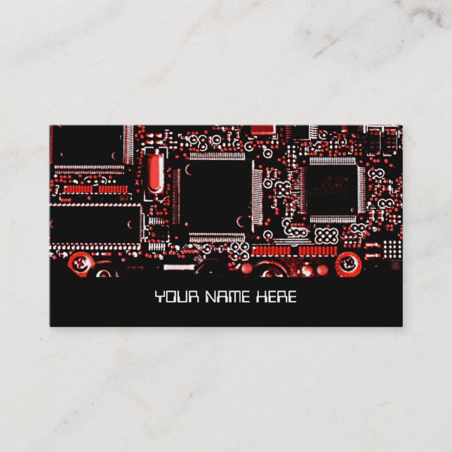 Circuit Red 2 business card template (Front)