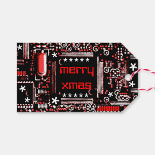 Circuit Red 2 'Merry Xmas' red back Gift Tags