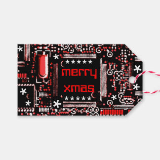 Circuit Red 2 'Merry Xmas' red back Gift Tags