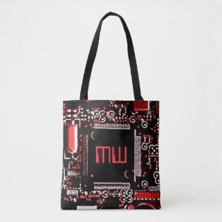 Circuit Red 2 Monogram all over tote bag red back