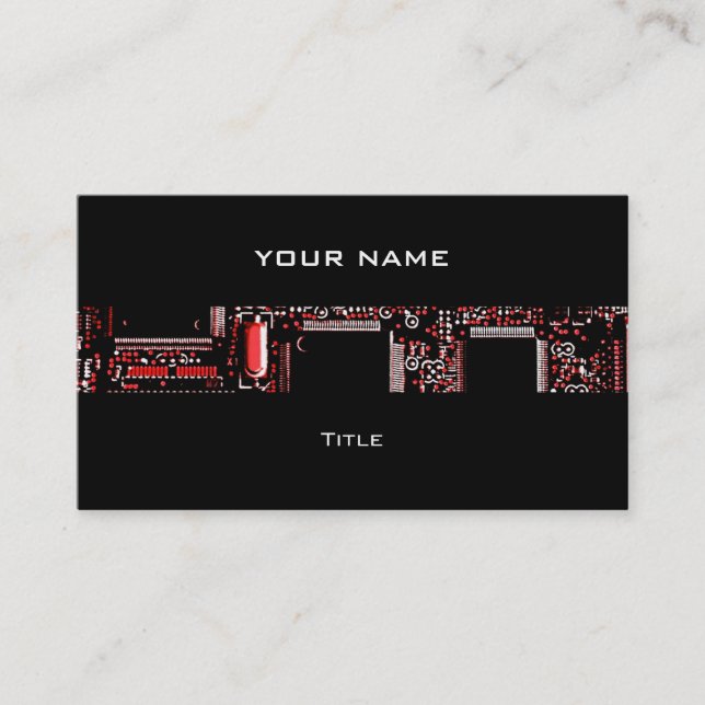 Circuit Red 2 stripe business card black back (Front)