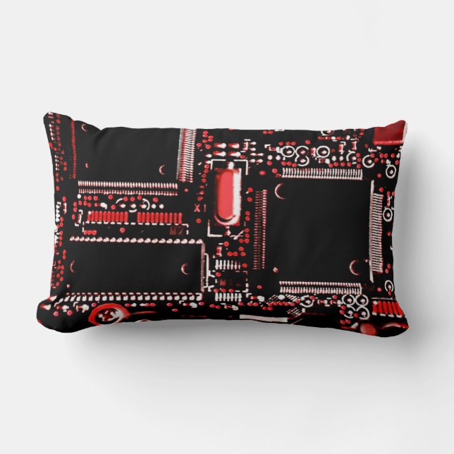 Circuit Red 2 throw pillow lumbar (Front)