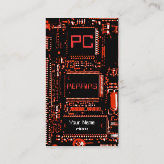 Circuit Red 'PC repairs' business card red