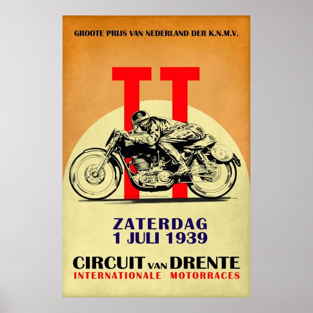 Circuit Van Drente Vintage Motorcycle Racing Poster (Front)