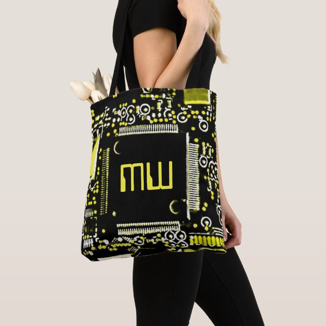 Circuit Yellow 2 Monogram tote bag yellow back (Close Up)