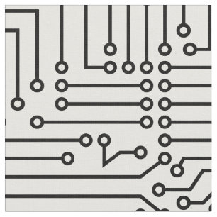 Circuitry - Black on White Fabric